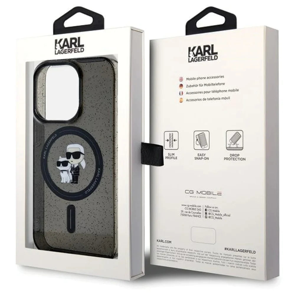 Лицензиран MagSafe калъф за iPhone 15 Pro - Karl Lagerfeld - черен