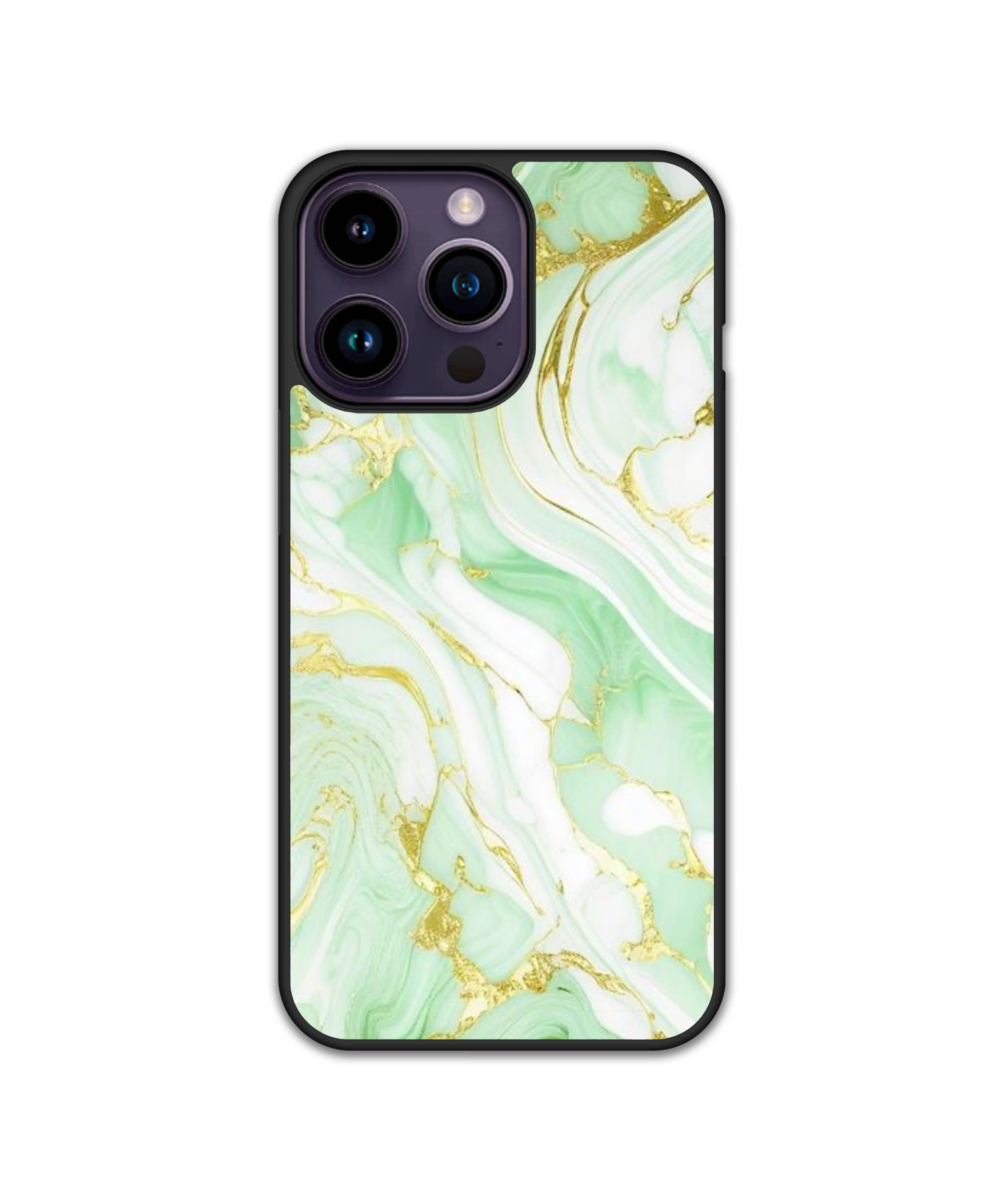 Силиконов Premium Marble Кейс - Electric Green & White