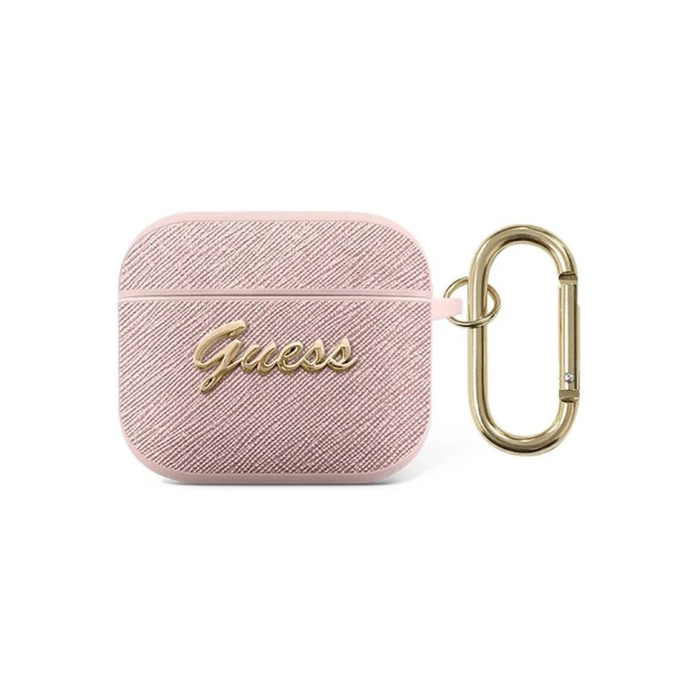 Оригинален силиконов калъф Guess за AirPods 3 - розов