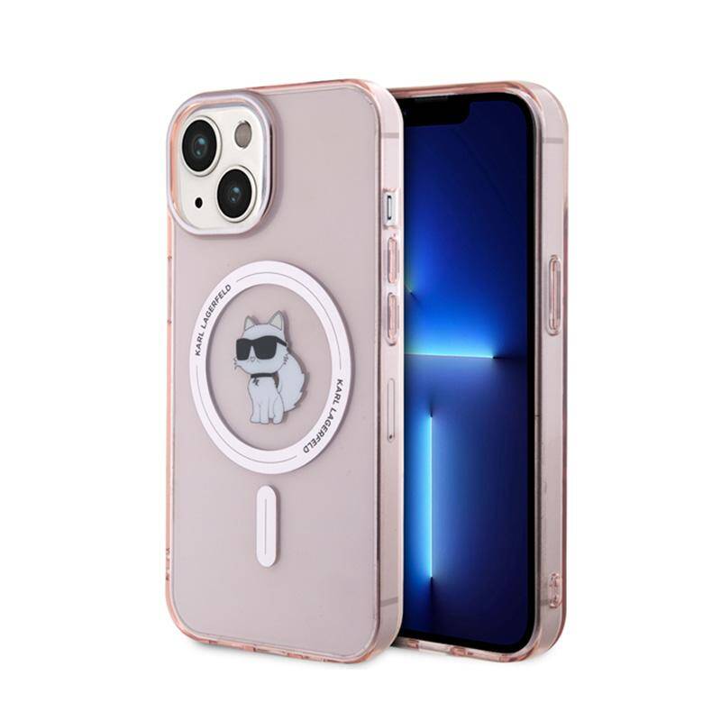 Лицензиран MagSafe калъф за iPhone 15 - Karl Lagerfeld - розов