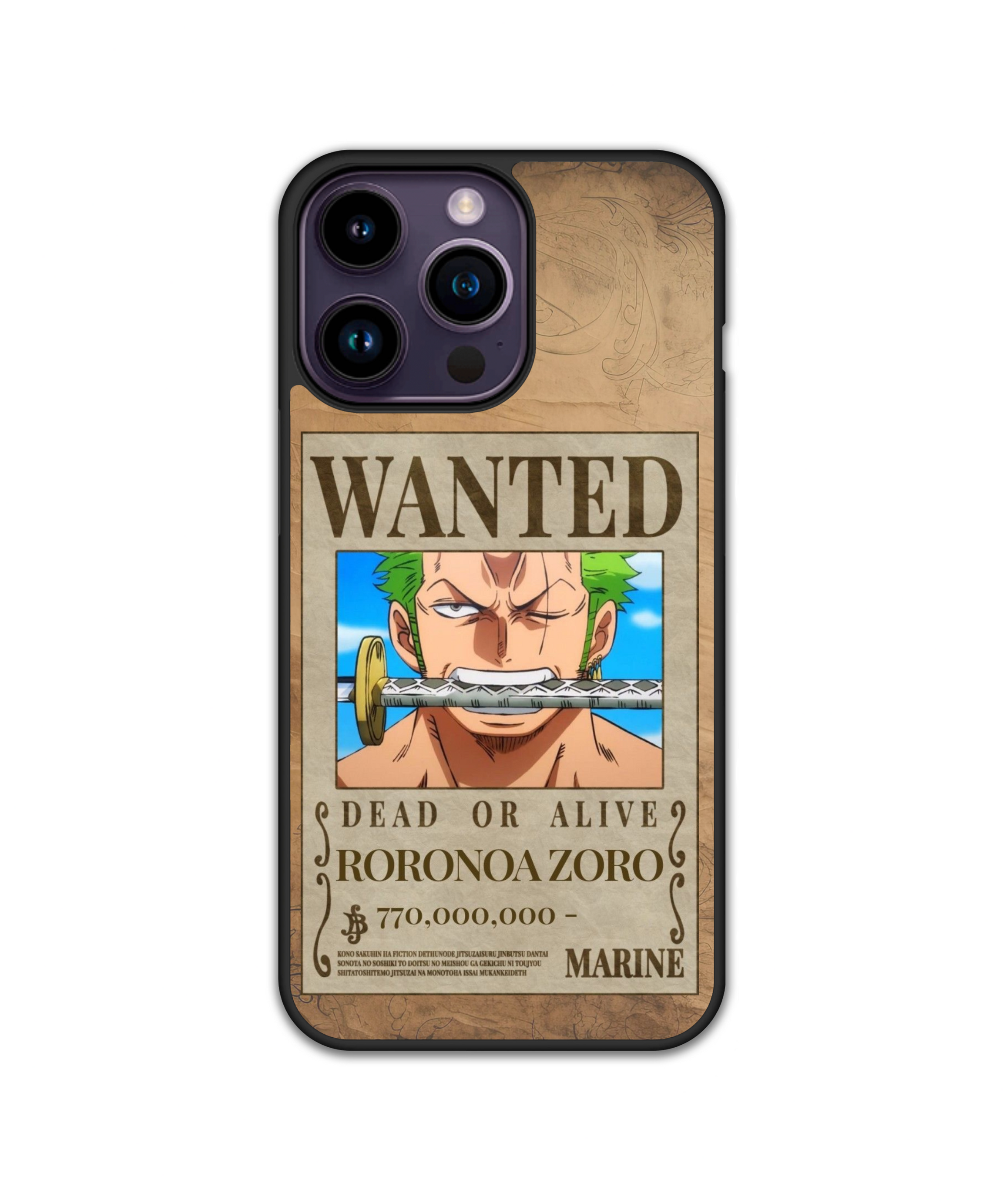 Силиконов One Piece Кейс - Zoro Wanted Poster