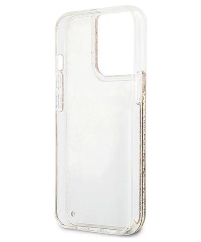 Оригинален кейс за iPhone 13 Pro Max - GUESS Gold Hardcase Paisley Liquid Glitter