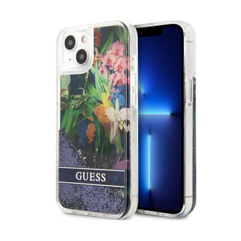 Оригинален кейс за iPhone 13 Pro Max - GUESS Flower Liquid Glitter