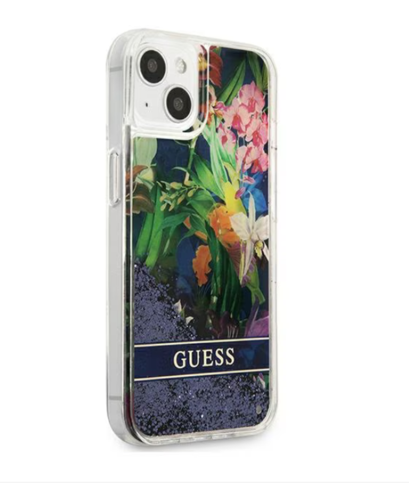Оригинален кейс за iPhone 13 Pro Max - GUESS Flower Liquid Glitter