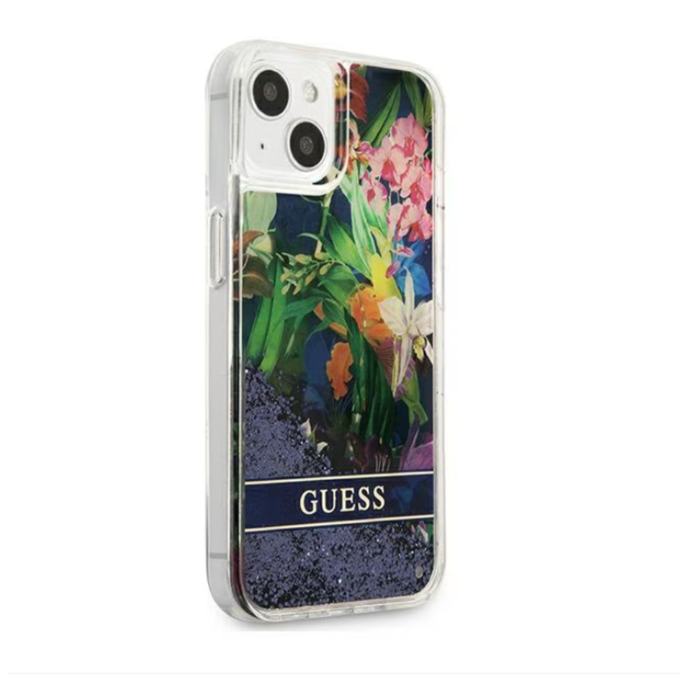 Оригинален кейс за iPhone 13 Pro Max - GUESS Flower Liquid Glitter