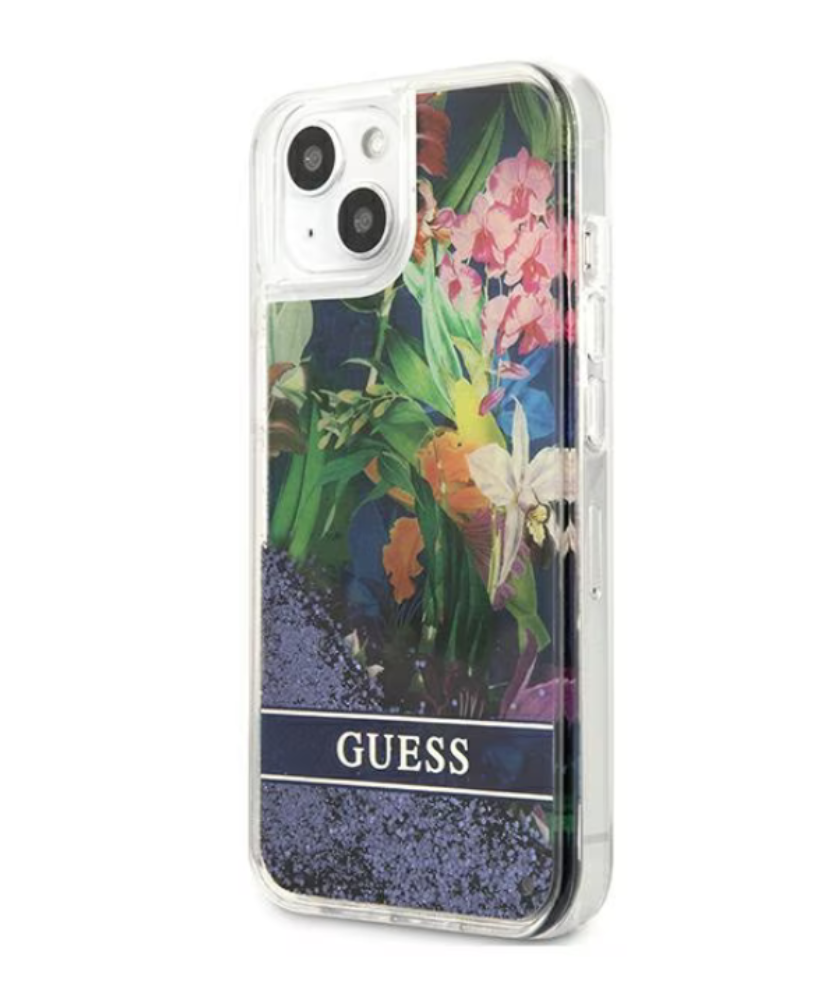 Оригинален кейс за iPhone 13 Pro Max - GUESS Flower Liquid Glitter