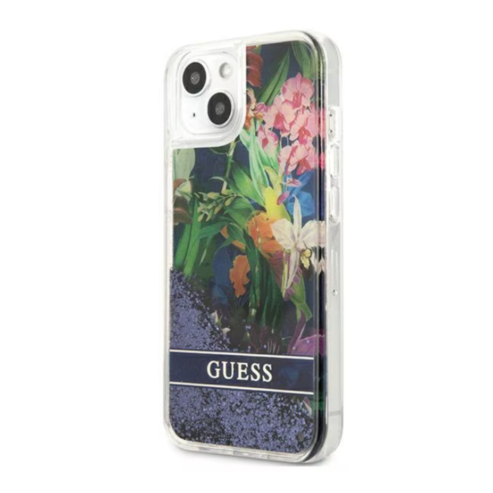 Оригинален кейс за iPhone 13 Pro Max - GUESS Flower Liquid Glitter