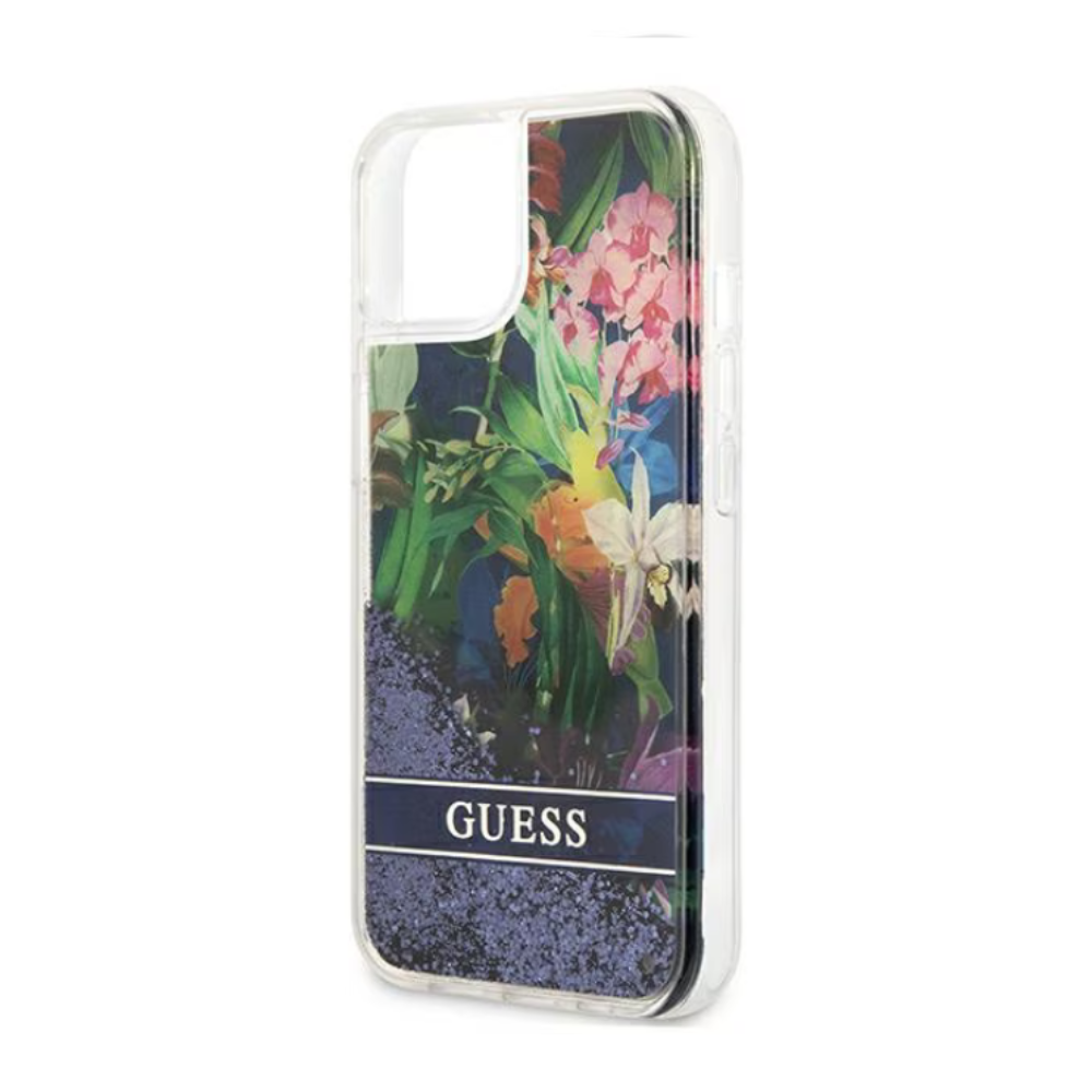 Оригинален кейс за iPhone 13 Pro Max - GUESS Flower Liquid Glitter