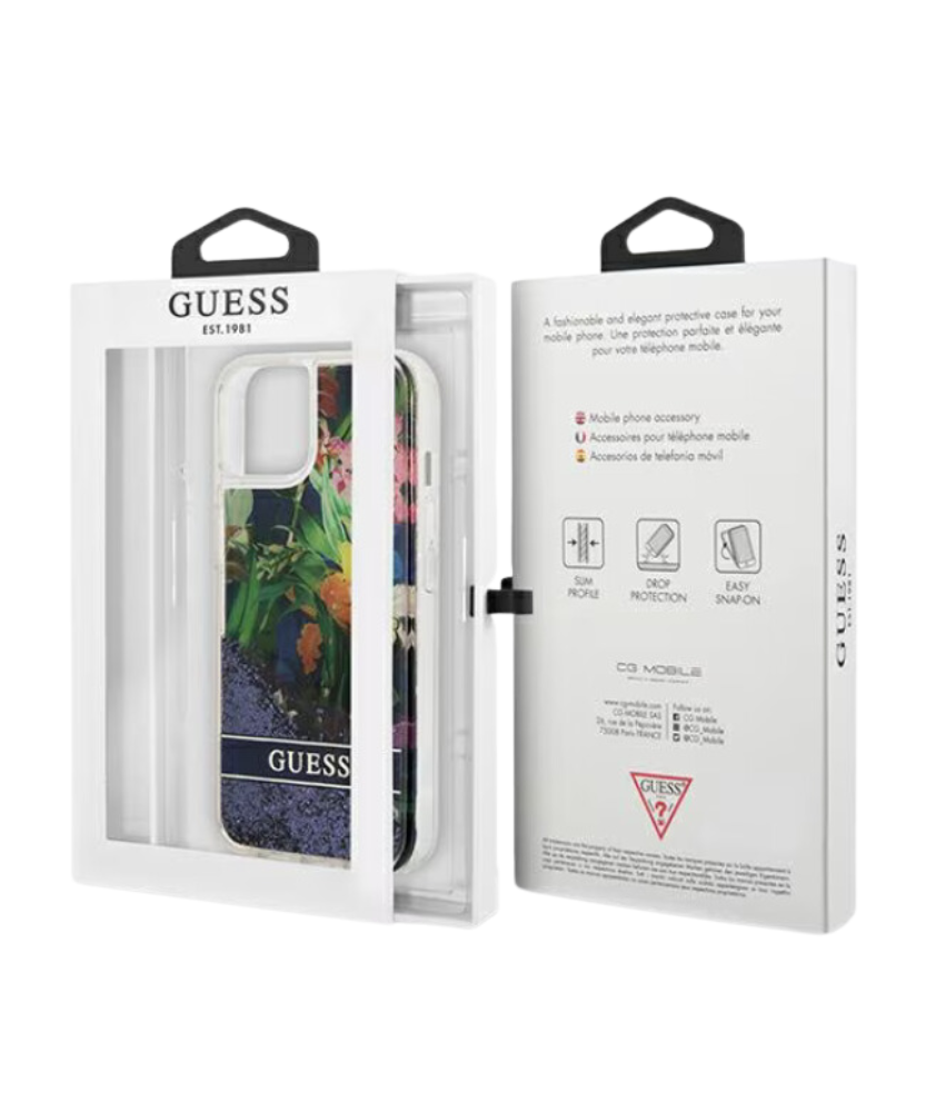 Оригинален кейс за iPhone 13 Pro Max - GUESS Flower Liquid Glitter