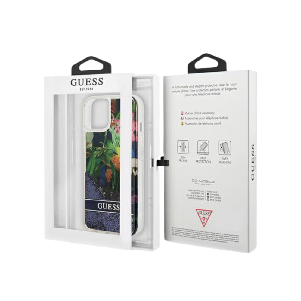 Оригинален кейс за iPhone 13 Pro Max - GUESS Flower Liquid Glitter