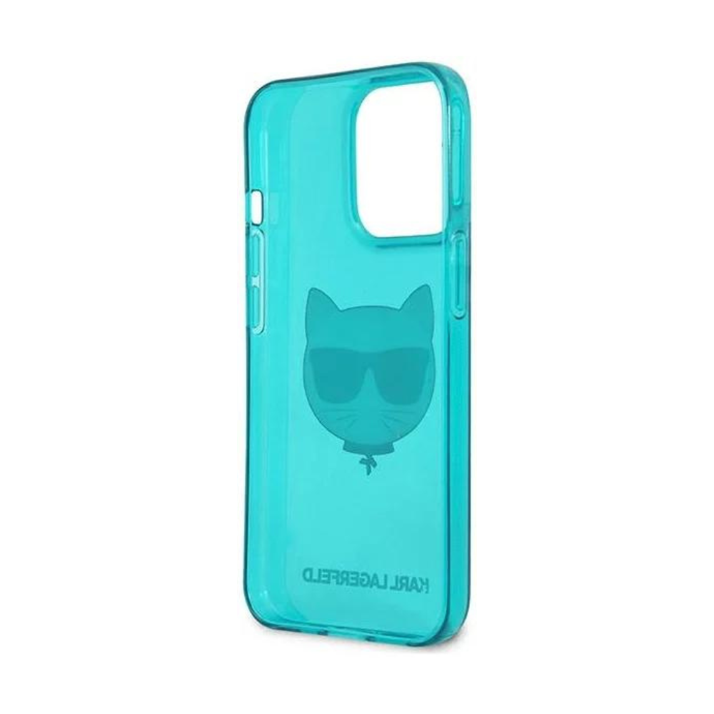 Оригинален кейс за iPhone 13 Pro Max - Karl Lagerfeld Blue Hardcase Glitter Choupette Fluo