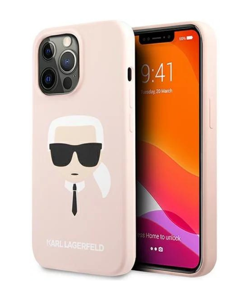 Оригинален кейс за iPhone 13 Pro - Karl Lagerfeld Light pink Hardcase Silicone Karl's Head