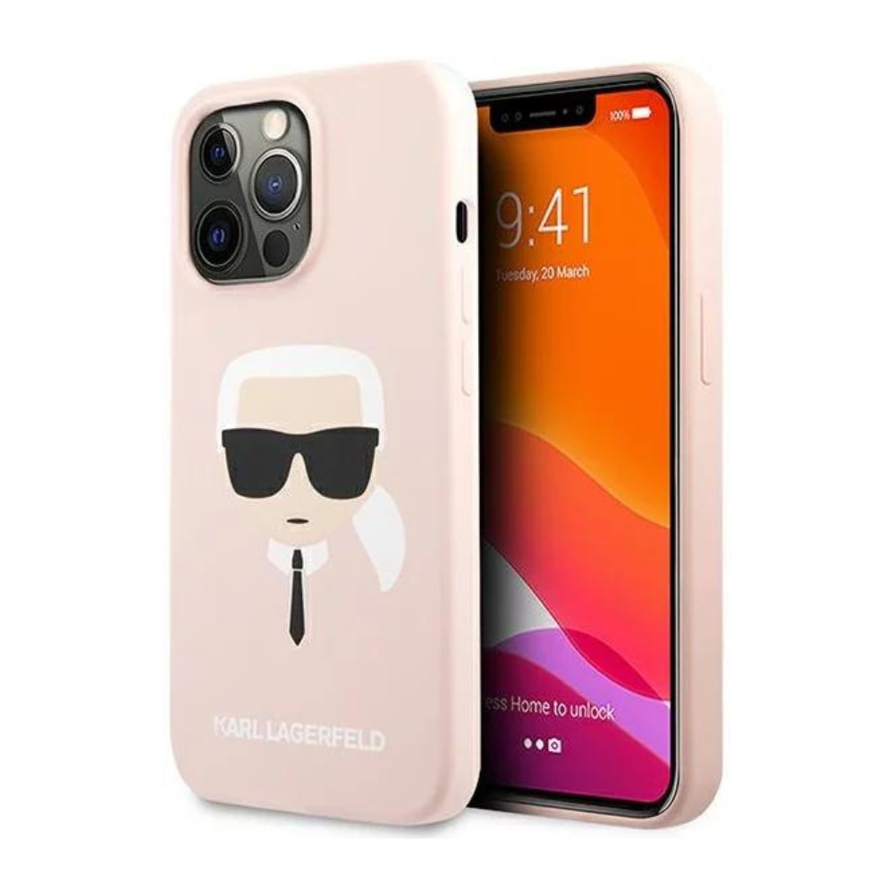 Оригинален кейс за iPhone 13 Pro - Karl Lagerfeld Light pink Hardcase Silicone Karl's Head