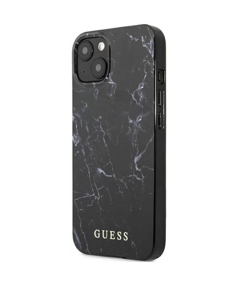 Оригинален кейс за iPhone 13 - GUESS Black Hardcase Marble