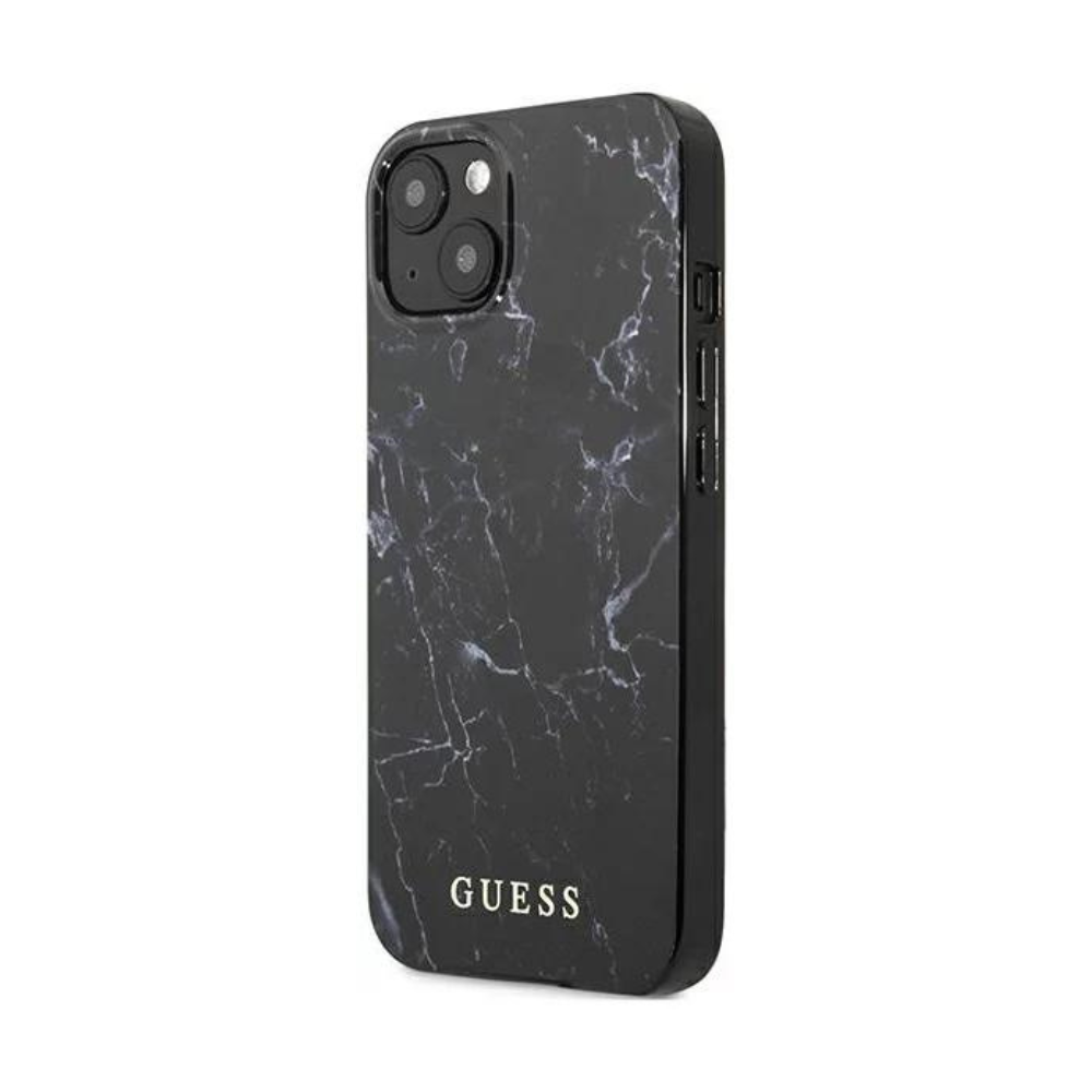 Оригинален кейс за iPhone 13 - GUESS Black Hardcase Marble