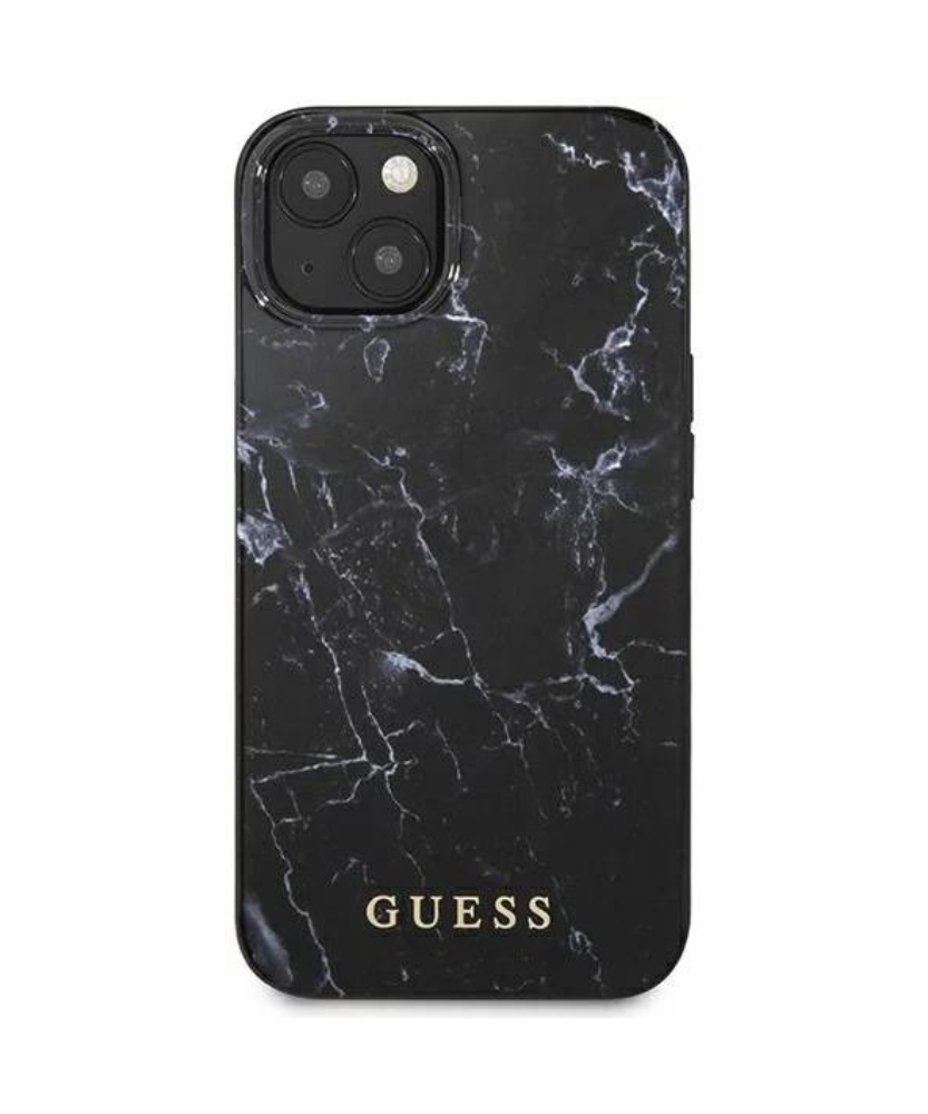 Оригинален кейс за iPhone 13 - GUESS Black Hardcase Marble