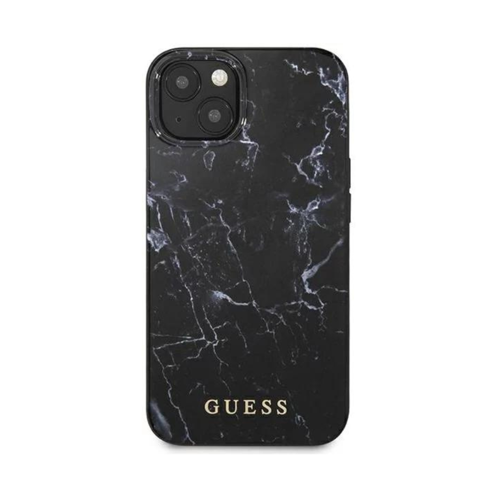 Оригинален кейс за iPhone 13 - GUESS Black Hardcase Marble