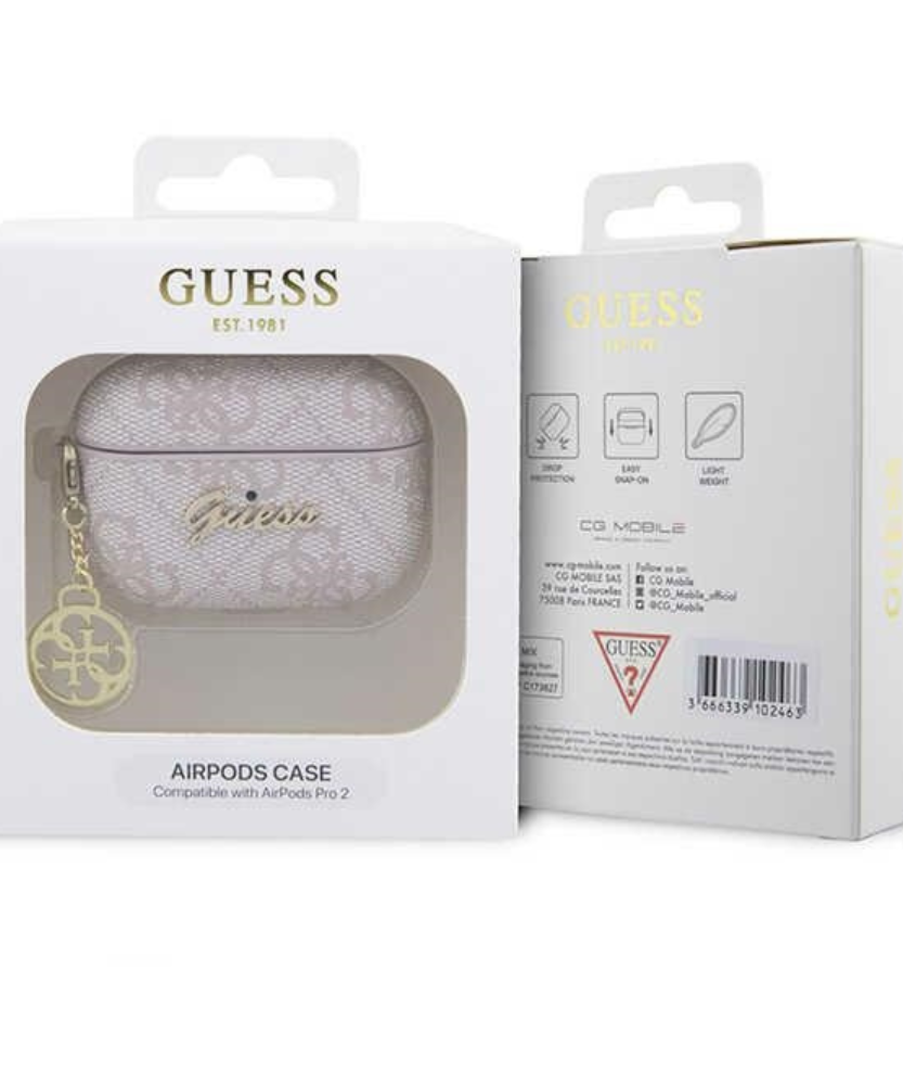 Оригинален калъф за Apple AirPods Pro 2 - Guess 4G Charm Collection, розов