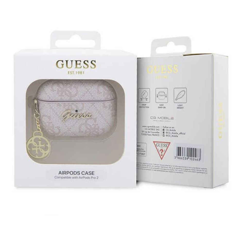 Оригинален калъф за Apple AirPods Pro 2 - Guess 4G Charm Collection, розов