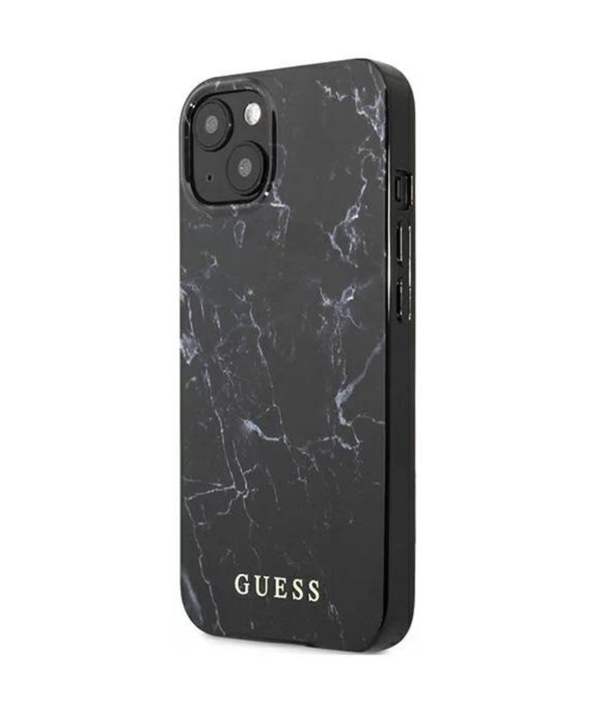 Оригинален кейс за iPhone 13 - GUESS Black Hardcase Marble