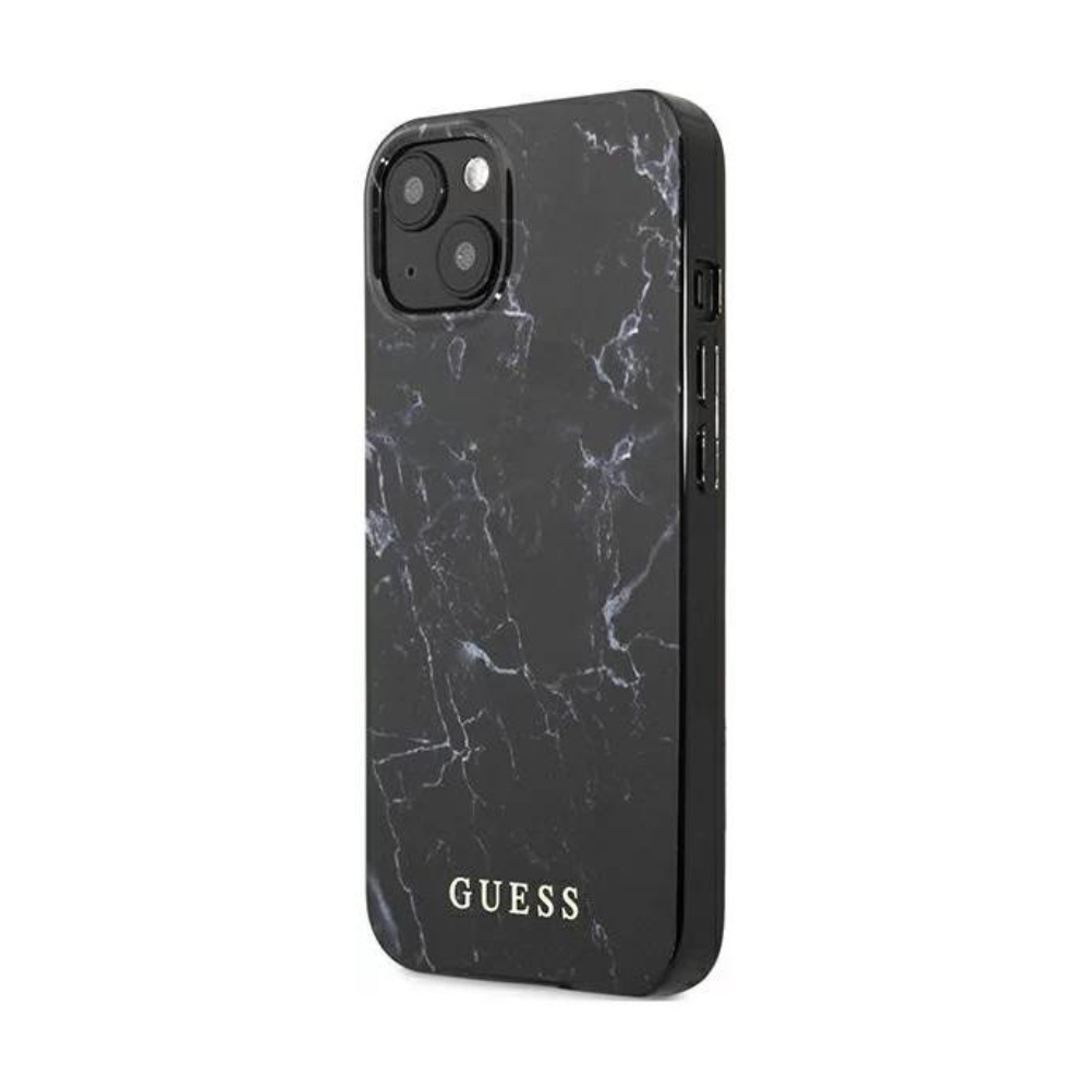 Оригинален кейс за iPhone 13 - GUESS Black Hardcase Marble