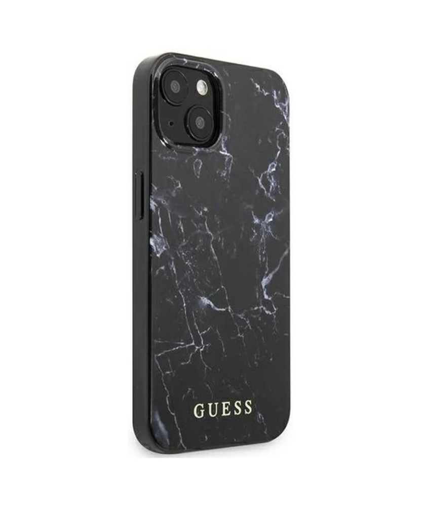 Оригинален кейс за iPhone 13 - GUESS Black Hardcase Marble