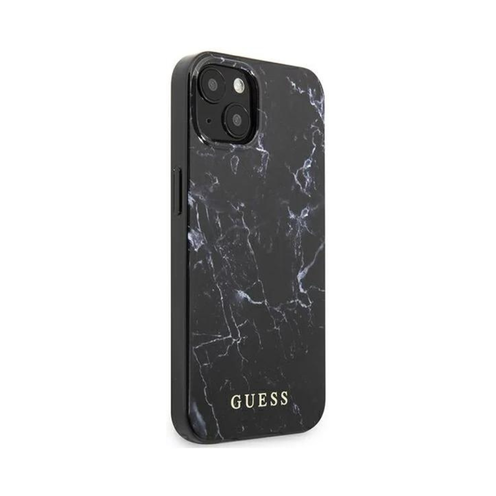 Оригинален кейс за iPhone 13 - GUESS Black Hardcase Marble