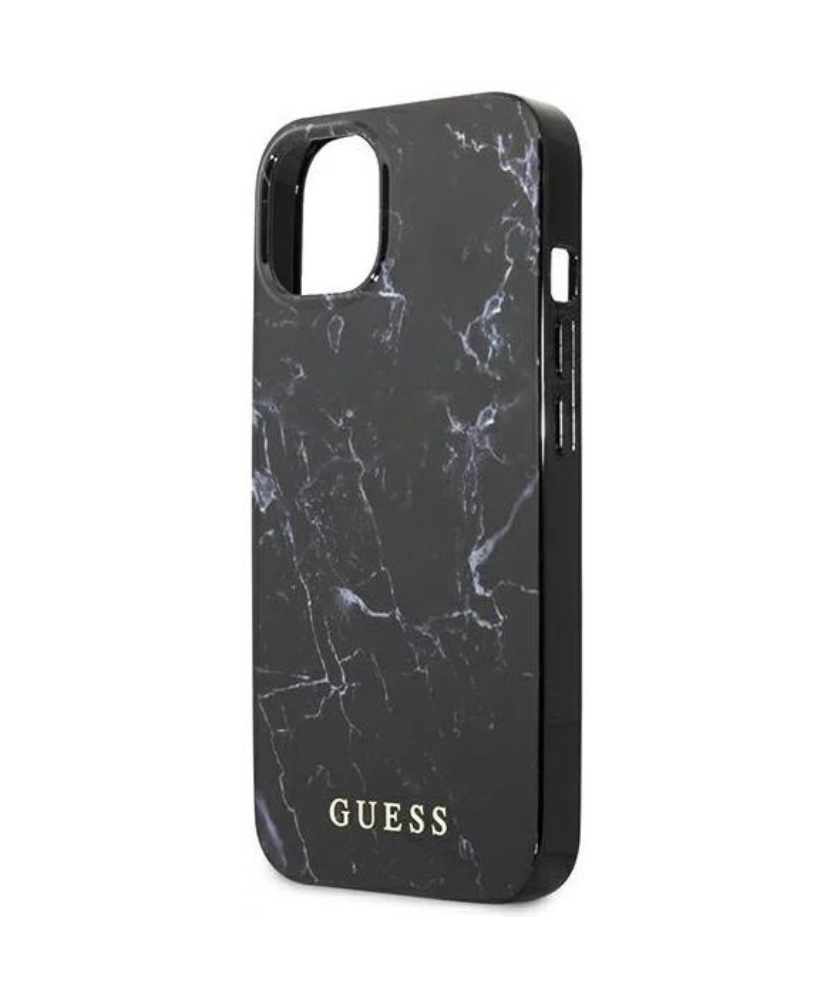 Оригинален кейс за iPhone 13 - GUESS Black Hardcase Marble
