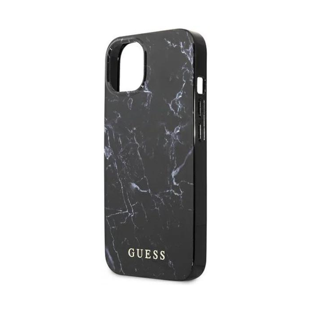 Оригинален кейс за iPhone 13 - GUESS Black Hardcase Marble