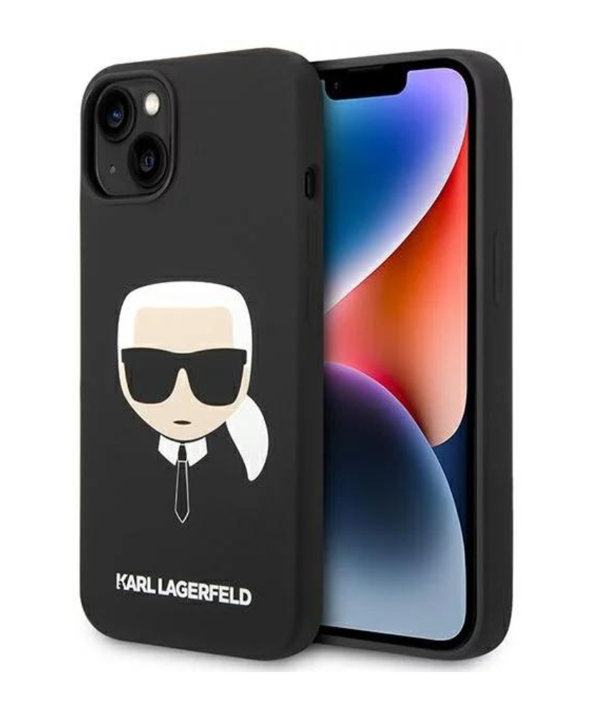 Оригинален кейс за iPhone 14 - Karl Lagerfeld Black Silicone Karls Head