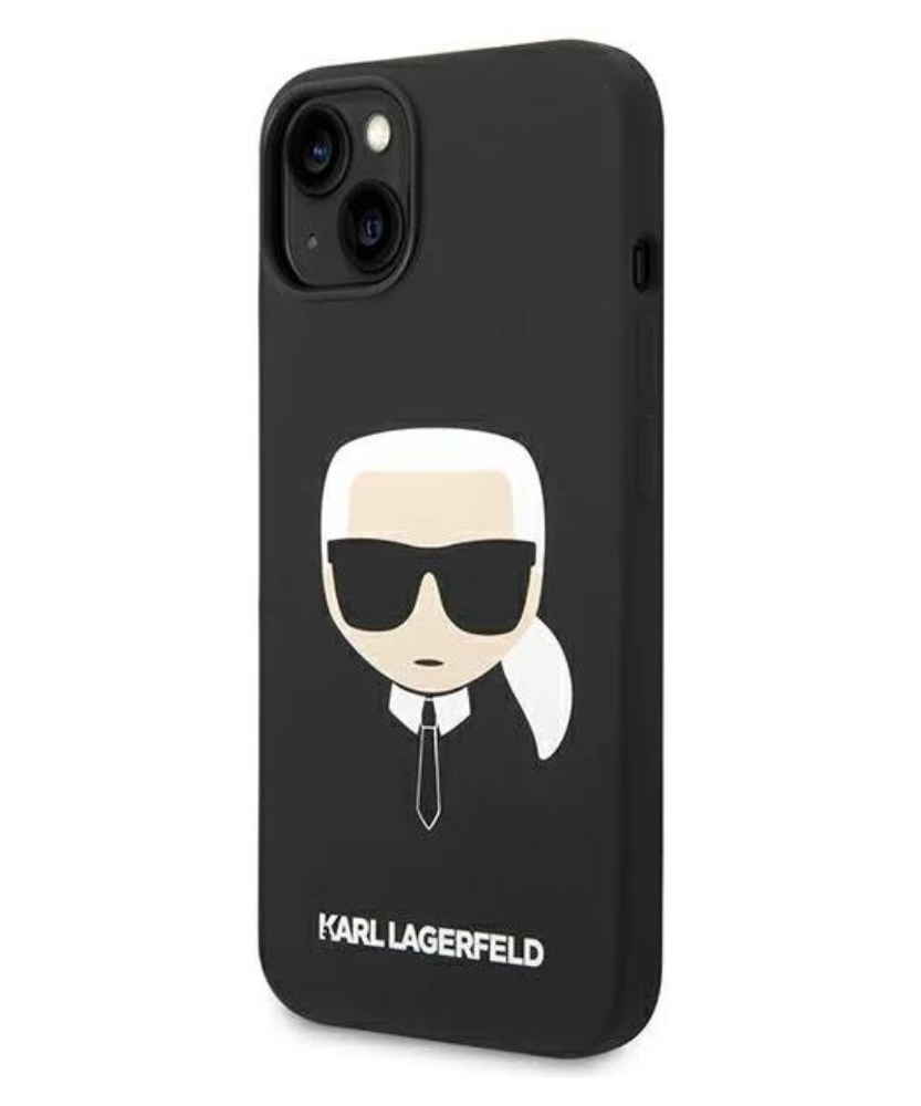 Оригинален кейс за iPhone 14 - Karl Lagerfeld Black Silicone Karls Head