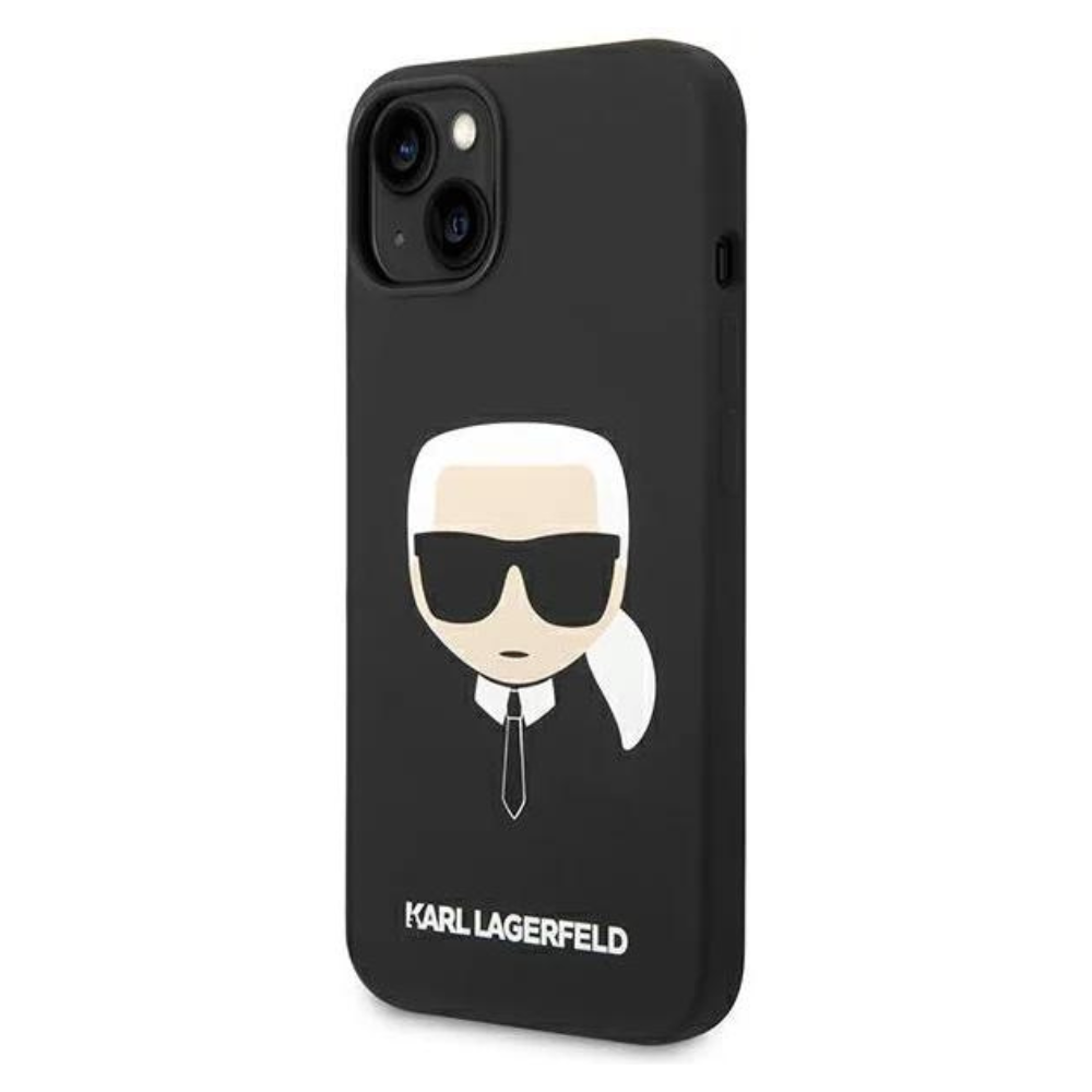 Оригинален кейс за iPhone 14 - Karl Lagerfeld Black Silicone Karls Head