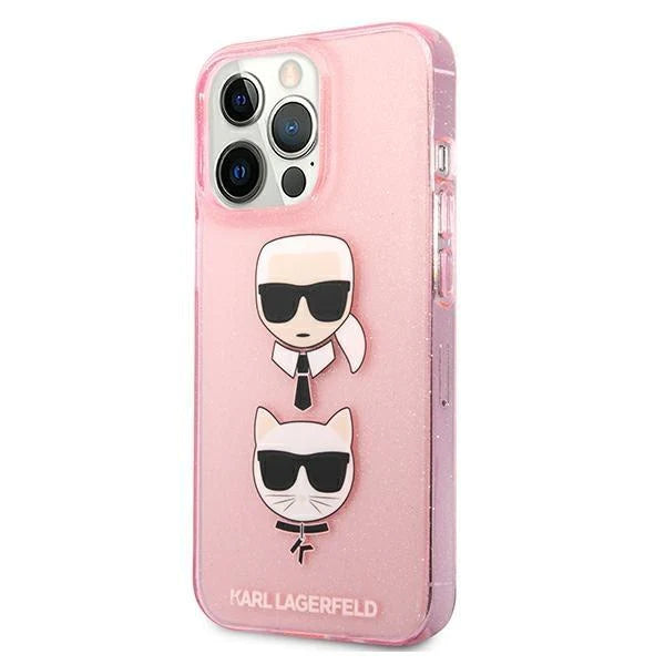 Оригинален кейс за iPhone 13 Pro Max - Karl Lagerfeld Glitter Karl's & Choupette Pink
