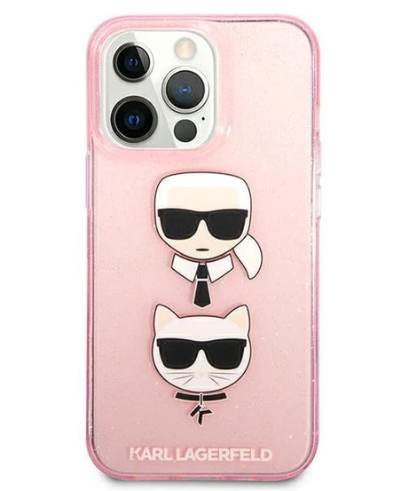 Оригинален кейс за iPhone 13 Pro Max - Karl Lagerfeld Glitter Karl's & Choupette Pink