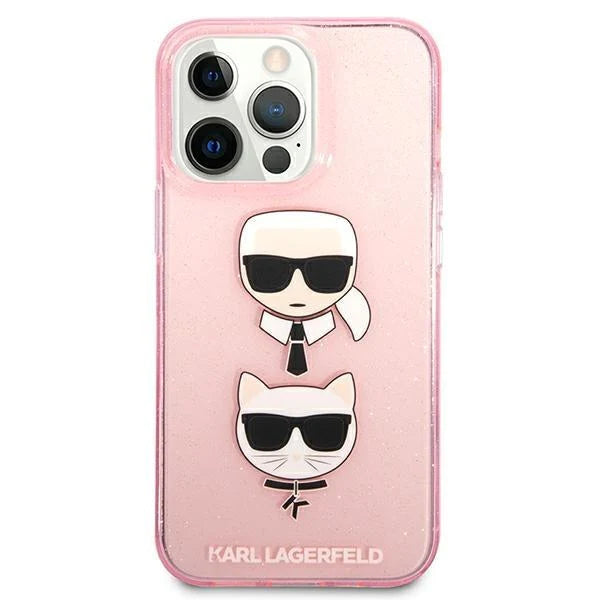 Оригинален кейс за iPhone 13 Pro Max - Karl Lagerfeld Glitter Karl's & Choupette Pink