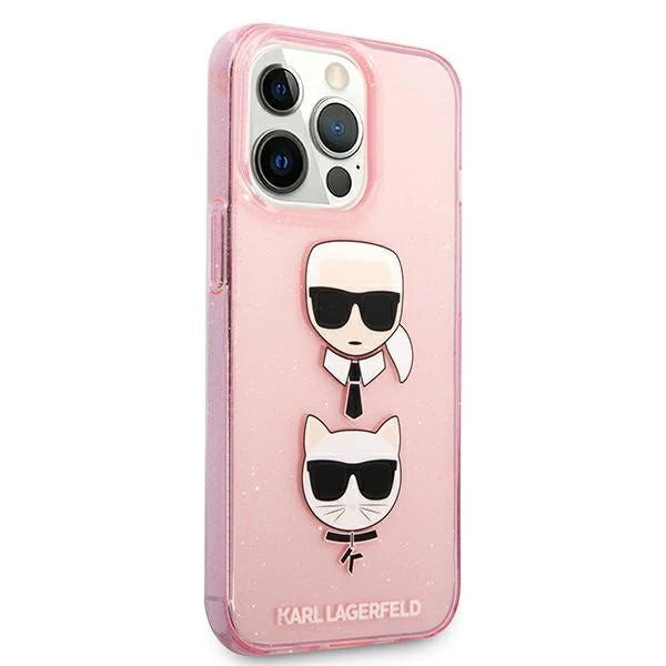 Оригинален кейс за iPhone 13 Pro Max - Karl Lagerfeld Glitter Karl's & Choupette Pink