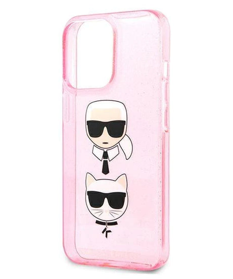 Оригинален кейс за iPhone 13 Pro Max - Karl Lagerfeld Glitter Karl's & Choupette Pink