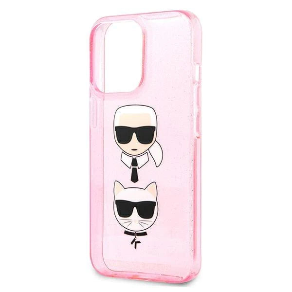Оригинален кейс за iPhone 13 Pro Max - Karl Lagerfeld Glitter Karl's & Choupette Pink