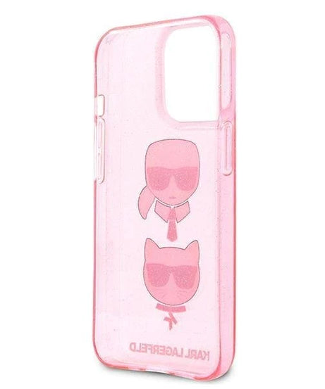 Оригинален кейс за iPhone 13 Pro Max - Karl Lagerfeld Glitter Karl's & Choupette Pink