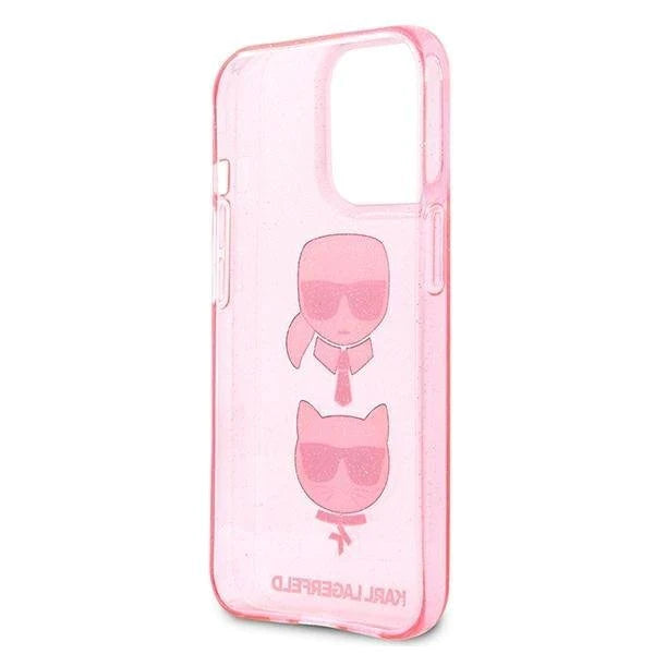 Оригинален кейс за iPhone 13 Pro Max - Karl Lagerfeld Glitter Karl's & Choupette Pink