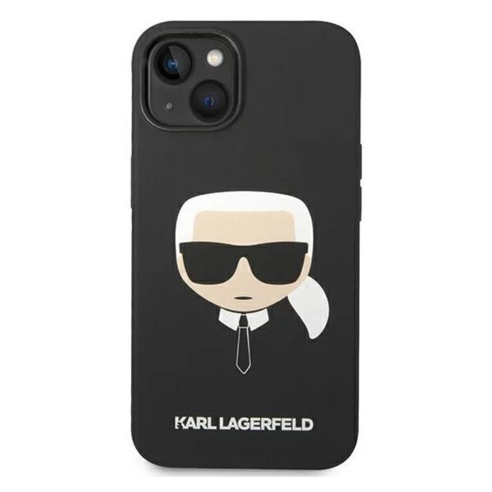 Оригинален кейс за iPhone 14 - Karl Lagerfeld Black Silicone Karls Head