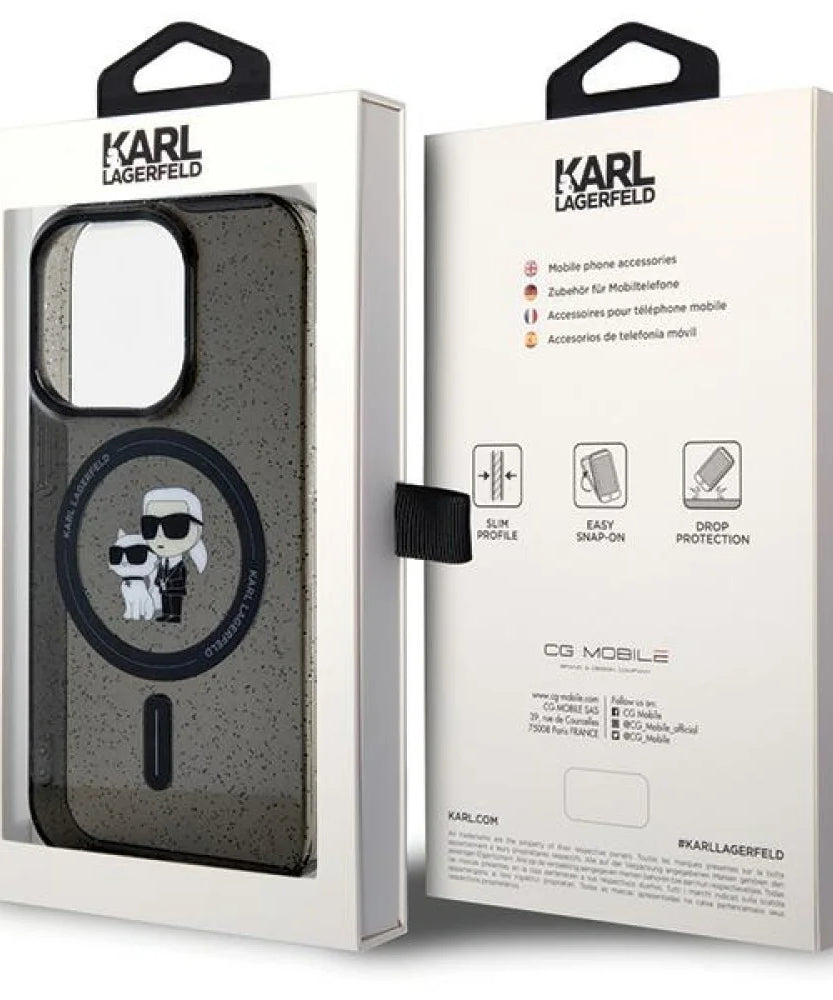 Лицензиран MagSafe калъф за iPhone 15 - Karl Lagerfeld - черен