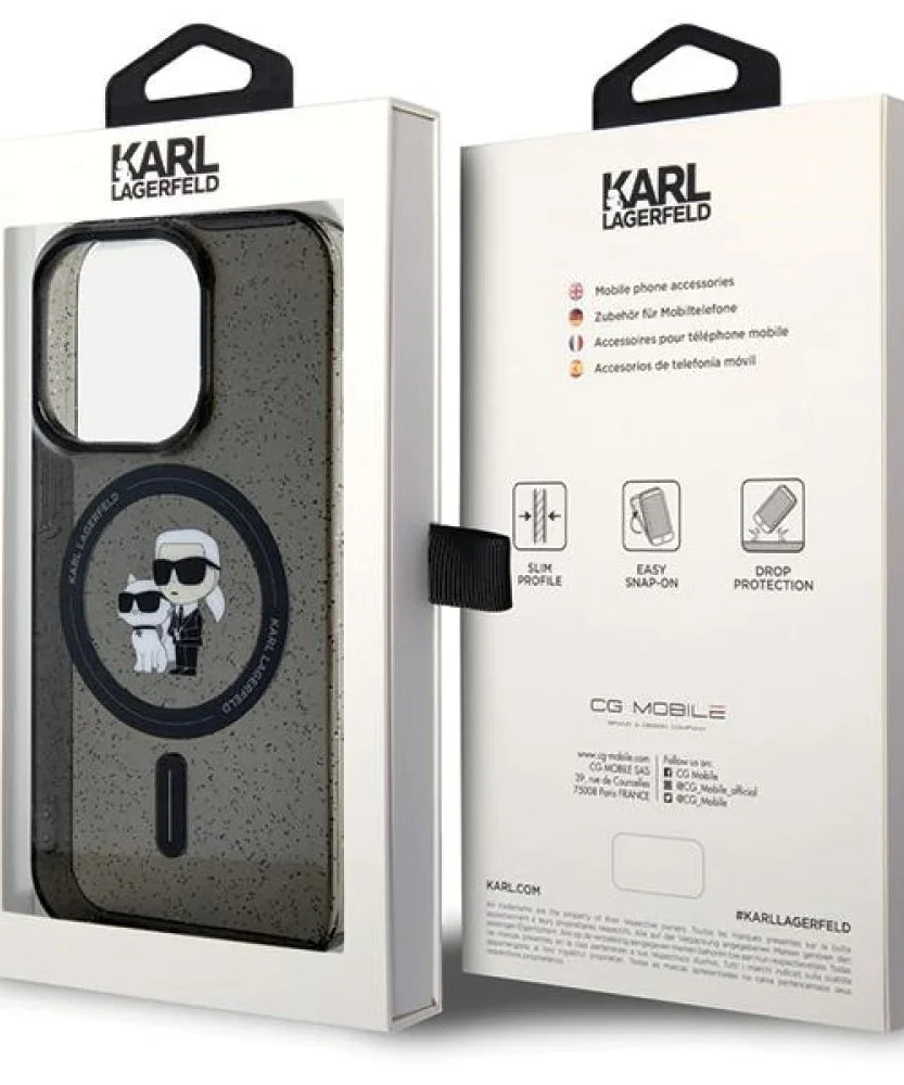 Лицензиран MagSafe калъф за iPhone 15 Pro Max - Karl Lagerfeld - черен