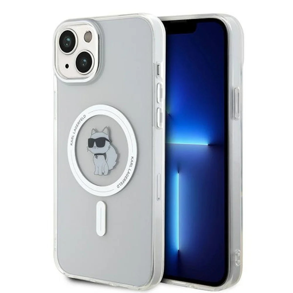 Лицензиран MagSafe калъф за iPhone 15 Plus - Karl Lagerfeld - бял