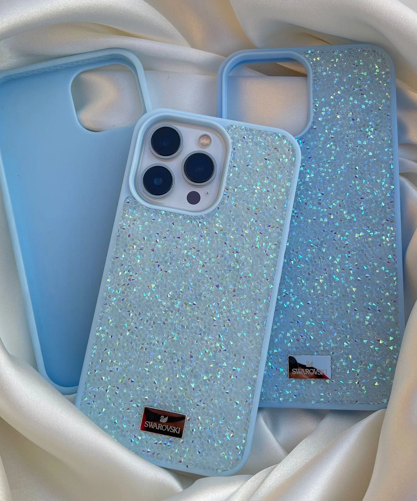 Swarovski силиконов кейс - син