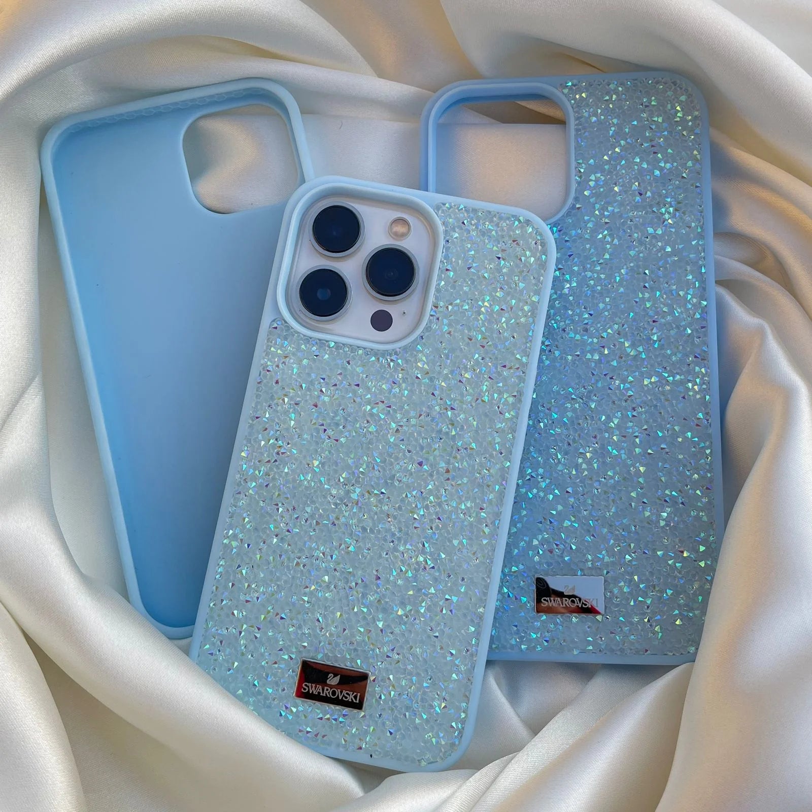 Swarovski силиконов кейс - син