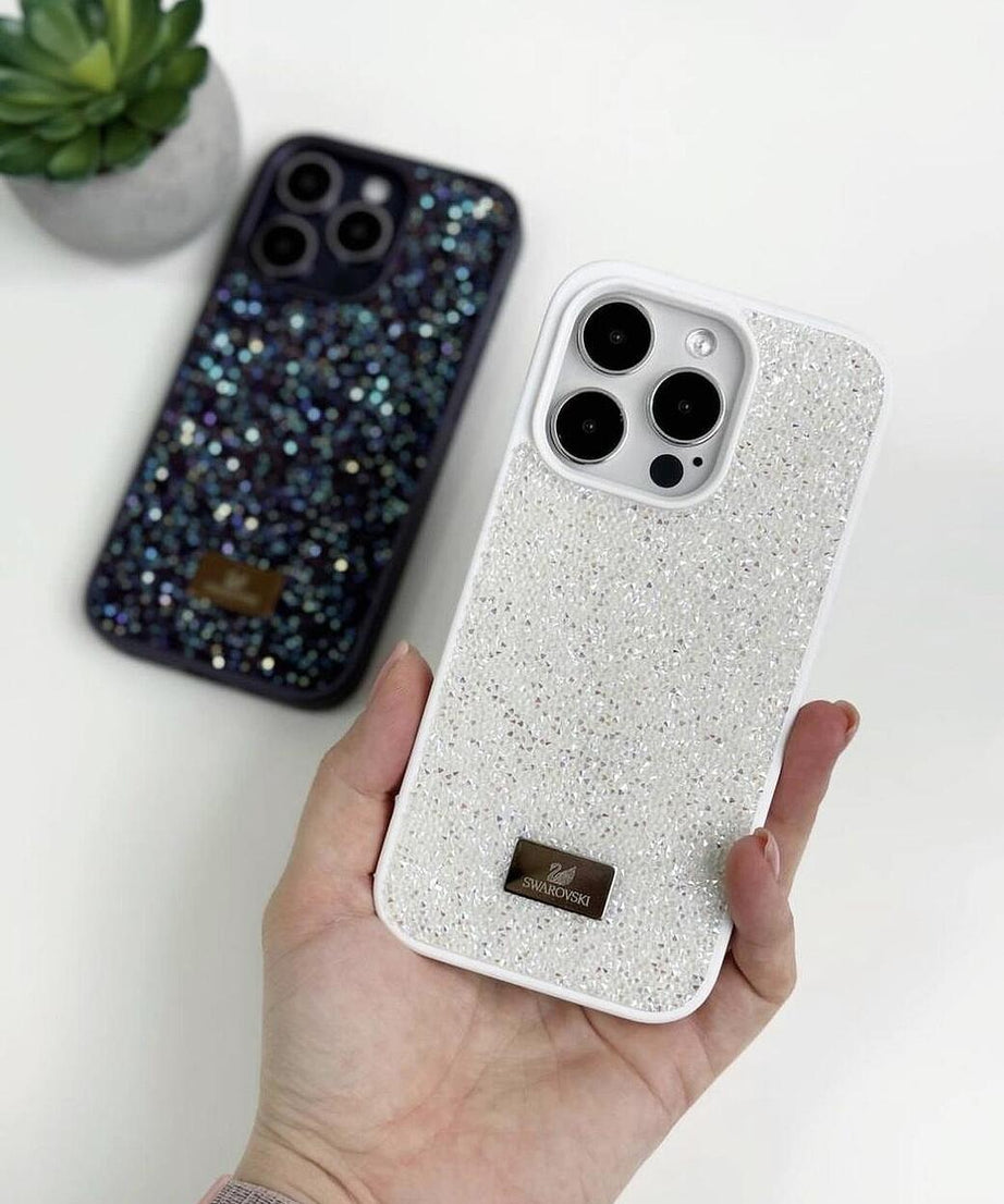 Swarovski силиконов кейс - Бял