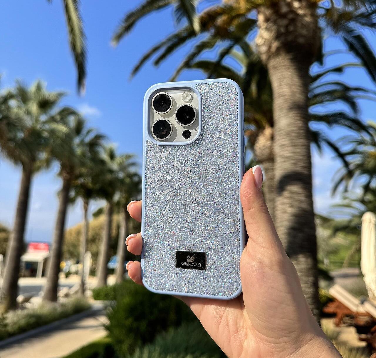 Swarovski силиконов кейс - син