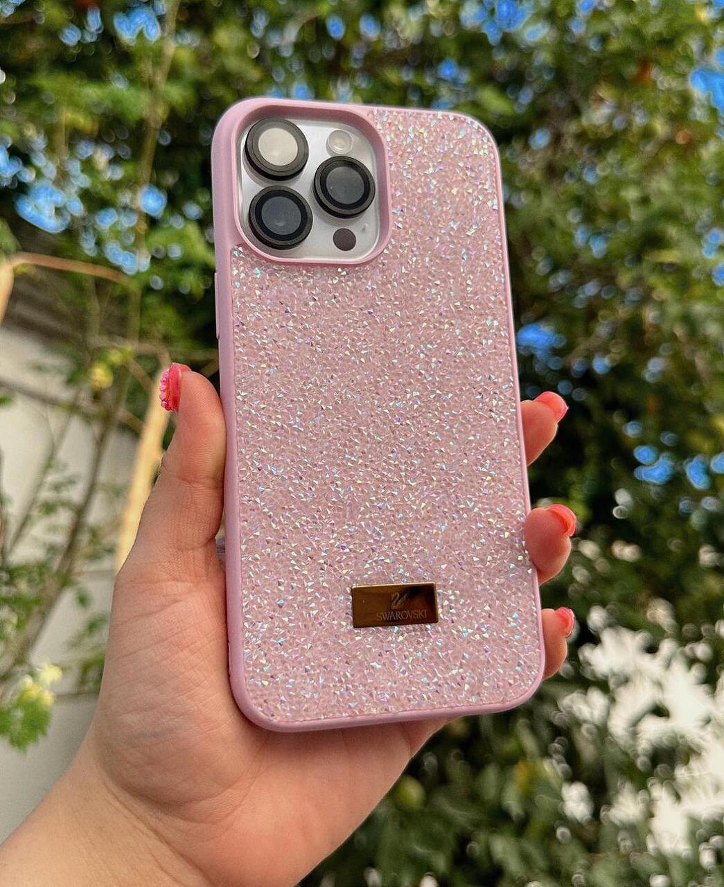 Swarovski силиконов кейс - Розов