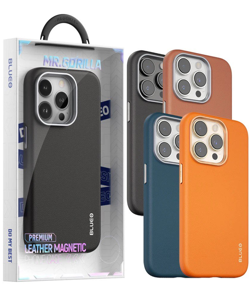 Кожен MagSafe калъф BLUEO за iPhone 15 Pro Max – син